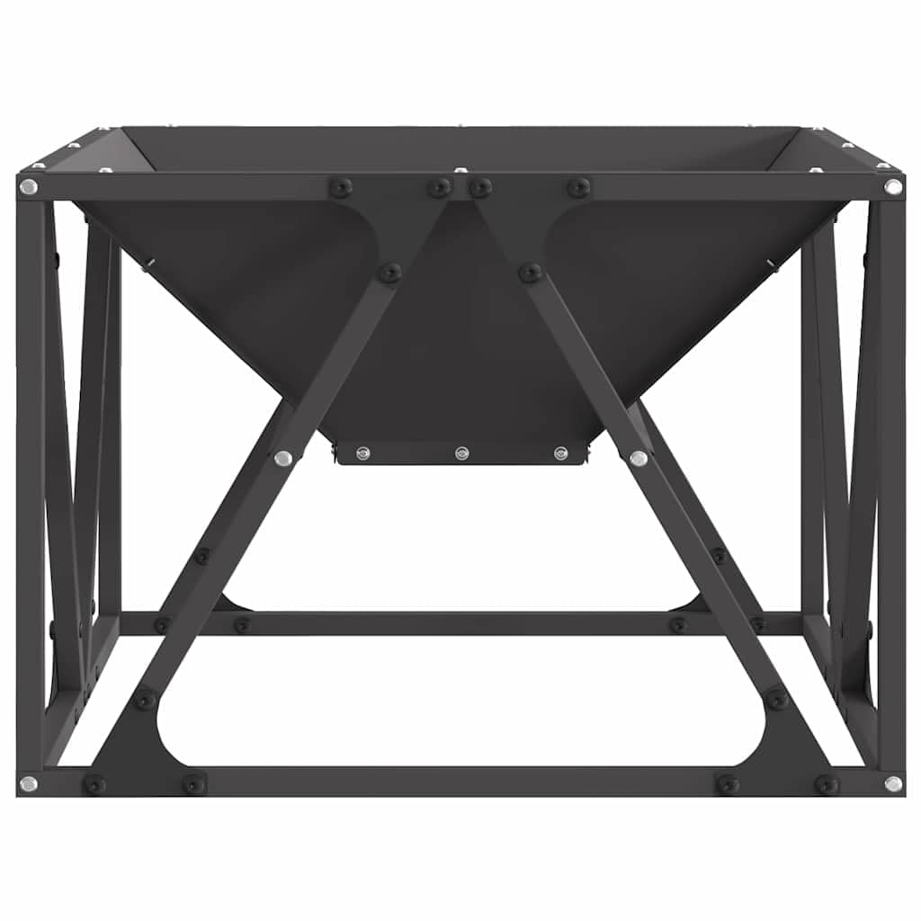 Feuerstelle Schwarz Stahl 50 x 50 x 35 cm Outdoor Garten Terrasse Wärme Atmosphäre Romantik Kamin Ofen Holz Brennholz Heizen Flamme