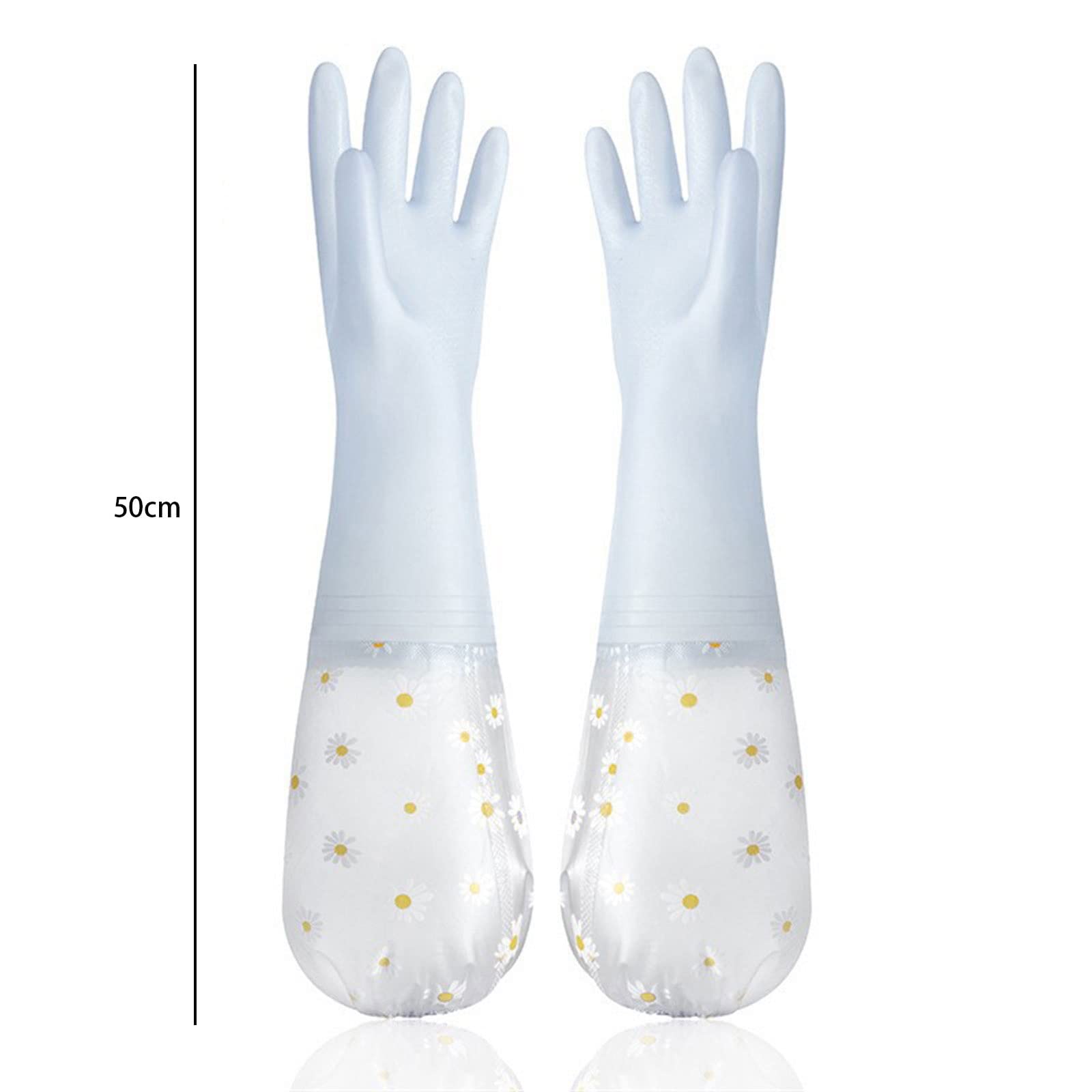 Guantes domésticos de lavado de caucho impermeable Waterproof Rubber Kitchen Cleaning Washing Household Extended Durable Household Dishwashing Gloves(Roze)