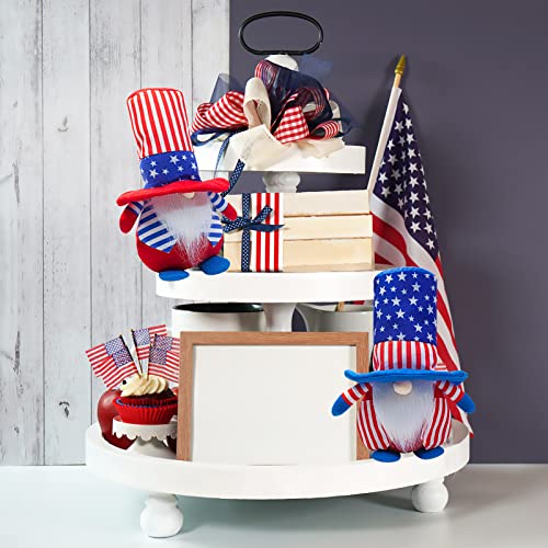 4Th Of July Decorations Patriotic Gnome Decor,2Pcs Memorial Day Decorations Gnomes,Mr & Mrs Handmade Swedish Tomte Gnomes Plush Ornaments For American Independence Day Kitchen Home Tiered Tray Gift #TOP4