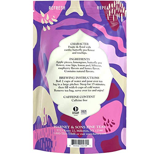 Harney & Sons Indigo Punch, Herbal Iced Tea, 15 Large Two Qt Teabags #TOP2