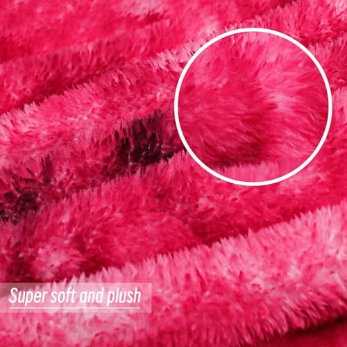 Image of Exclusivo Mezcla Plush Fuzzy Fleece Throw Blanket Extra Large, Super Soft, Fluffy and Warm Blankets for Couch, Bed, Suitable for All Seasons (50x70 Inches, Tie Hot Pink)