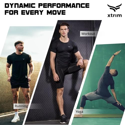 Image of XTRIM Sports T-Shirt for Men, Quick Dry Gym T-Shirt for Men, Half Sleeve Solid Casual Round Neck, Stylish Regular Fit, Lightweight Running Training Activewear