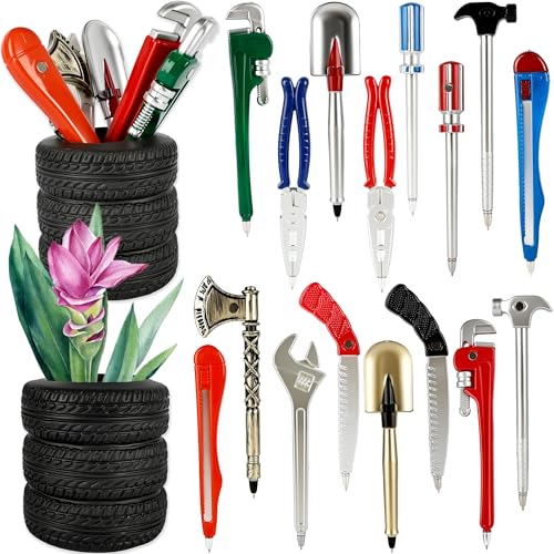 Spaluck 16-Piece Tool Pen Set with Tire-Shaped Holders