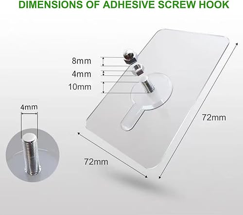 Miniatura 2 de 20 ganchos adhesivos para tornillos de montaje en pared, sin rastro, clavos colgantes para baño, cocina (2.835 in x 2.835 in x 0.394 in)