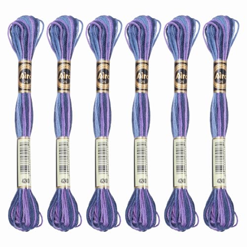 Image of PATIKIL 6 Skeins Embroidery Floss, Polyester Embroidery Threads Bracelets String for Cross-Stitch Hand Embroidery, Dark Purple