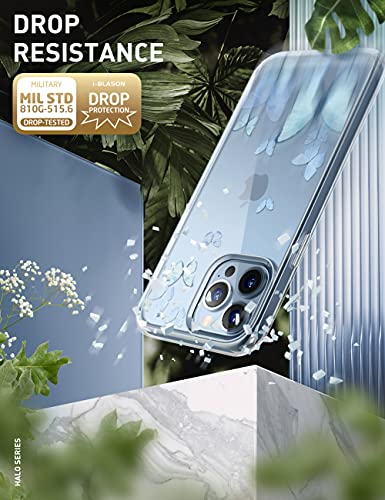I-Blason Halo Case For Iphone 13 Pro Max 6.7 Inch (2021 Release), Slim Clear Case With Tpu Inner Bumper (Butterfly/Blue) #TOP2