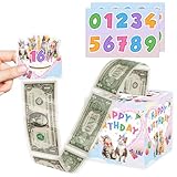cidobi DIY Birthday Money Box for Cash Gift Pull, Surprise Pull Out Money Box with Number Stickers, Cute Surprise Cats Themed Money Box with 35Pcs Transparent Bags