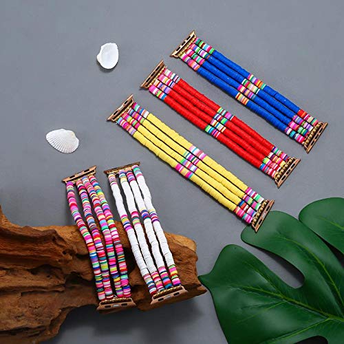 Betykuku Compatible With Apple Watch Bands 38Mm/40Mm Series 5/4 Women Girl, Cute Handmade Fashion Stack Rainbow Vinyl Disc Bead Compatible For Apple Iwatch Series 5/4/3/2/1 (Mixed Colors, 38/40) #TOP1