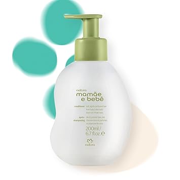natura - Mamae e Bebe Baby Conditioner - Untangle & Soften Baby Hair - 100% Vegan - Self-Preserving Formula - 97% Natural Origin - All Skin Types - Cruelty Free - Baby Essentials - 6.7 fl oz 200ml
