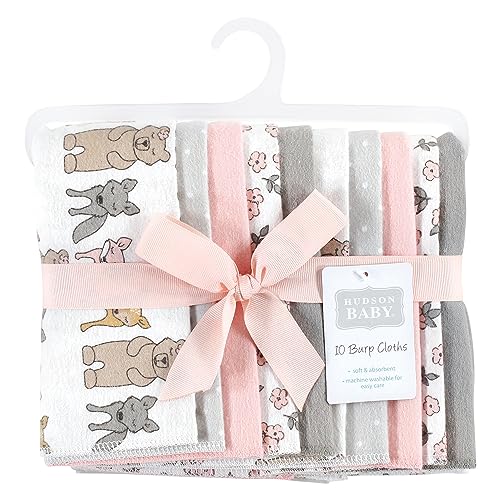 Image of Hudson Baby Unisex Baby Cotton Poly Flannel Burp Cloths, Wild Forest Pink 10-Pack, One Size