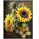 ZIKO Sunflower& Butterfly 1 Pack 5D Diamond Painting Kits Full Drill Diamond Painting Kits for Adults Kids Beginner Home Wall Decor 12X16 inch