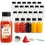 OAMCEG 24 pack 8oz/237ml Juice Bottles with Lids - Clear Reusable Small Bottles for Milk Water Smoothies Shots - Ideal for Fridge Freezer Storage Home Cafes Parties Picnics Travel Events BBQs