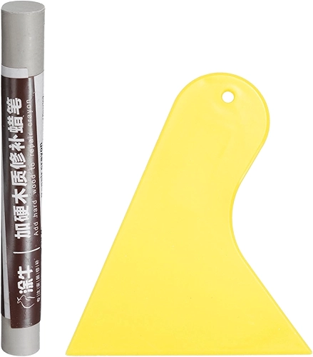 Generic Bastões de enchimento de madeira para móveis de madeira para reparo de arranhões Marcadores de retoque de móveis com raspador amarelo para furos de madeira armário de porta de mesa de piso de