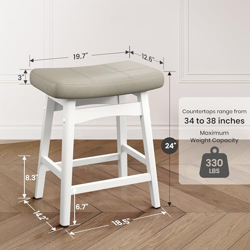 Image of PHI VILLA Counter Height Bar Stools Set of 4, Solid Wood Barstools