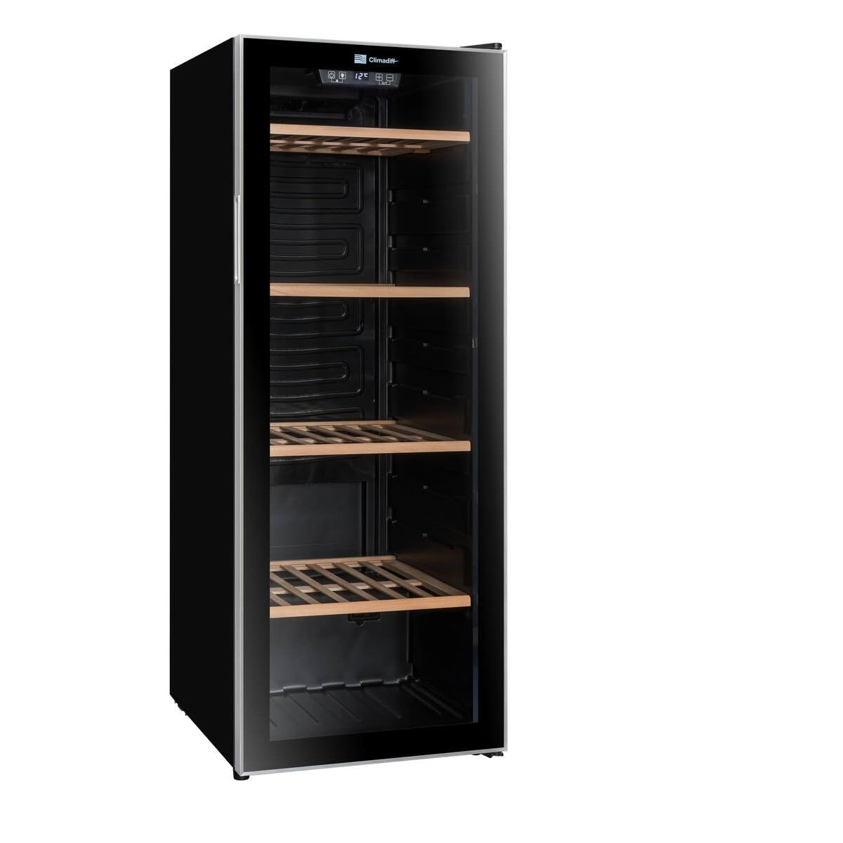 Climadiff- Weinkühlschrank CS105B1, 105 Flaschen, Temperier-Servier-Weinschrank, Glastür aus UV-undurchlässigem Glas, Temperaturbereich von 5°C bis 20°C, freistehend