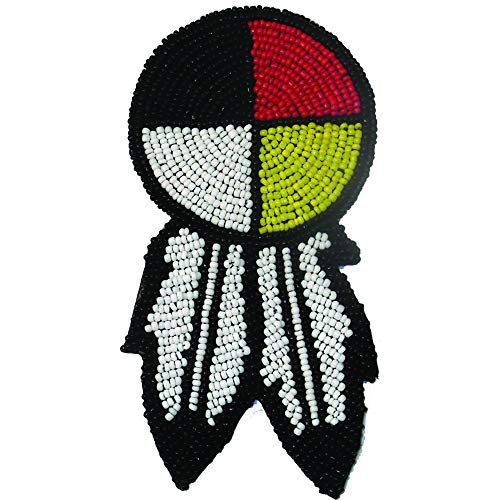 Rosette with Feather Beaded Native American Style Accent