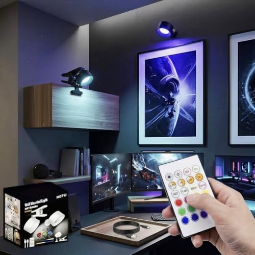 Image of Rechargeable Magnetic LED Wall Light with Clip on Base 360 Rotation RGB and 3 Color Temperatures Dimmable Touch Control Cordless Reading Lamp for Bedside Study and Wall Decor