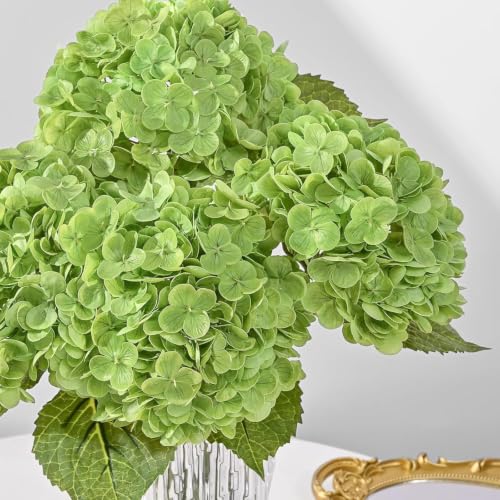 Image of CURATED CART Hydrangea Artificial Flowers with Stem, for Home Decor, Party, Living, Office Table, Realistic Look, Fake Flowers, 12 Inch (Green, 2)