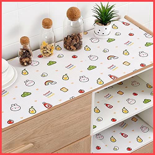 Wolpin Anti-Slip Kitchen & Cabinet Drawer Shelf Mat Liner Roll | Waterproof EVA Table Mat for Bathroom, Fridge & Multipurpose Use (45 cm x 2 m, White Yummy)