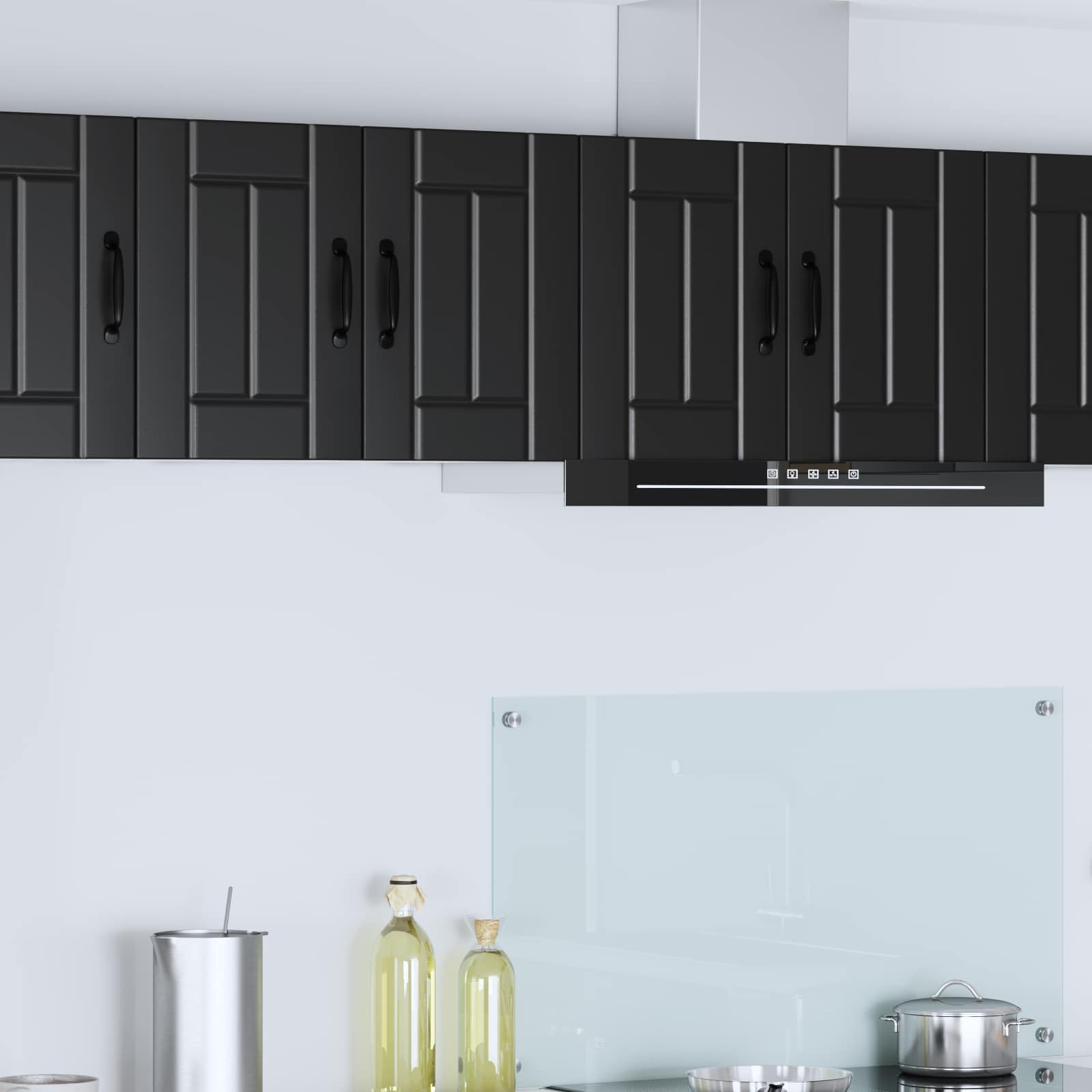 Wandschrank Lucca Schwarz Holzwerkstoff 30 x 31 x 40 cm mit Tür, Regalboden und Schublade für Küche Esszimmer Stauraum platzsparend Organizer