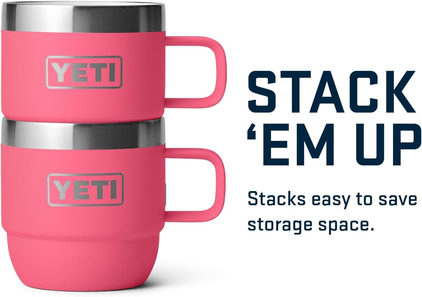 YETI Rambler Espresso Mug, Vacuum Insulated Stainless Steel Stackable Mug, Tropical Pink, 2 Pack 6 oz (177 ml) - Image 3