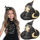 Kistreao Halloween Witch Hat Hair Clips 2Pcs Mini Top Hat Hair Barrettes for Women Star Moon Girls Hair Accessories for Halloween Party Decorations Supplies Black