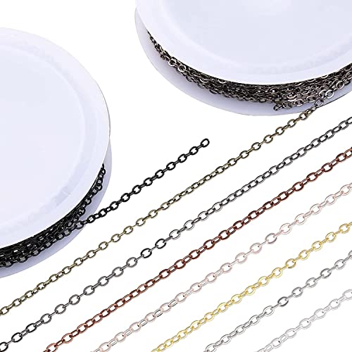 Wiipu 80 Feet Necklace Chains Roll, 8 Colors Jewelry Making Chains 2 Mm Metal Chains With Open Jump Rings And Lobster Clasps For Jewelry Making Diy Necklace Bracelet Anklet #TOP3