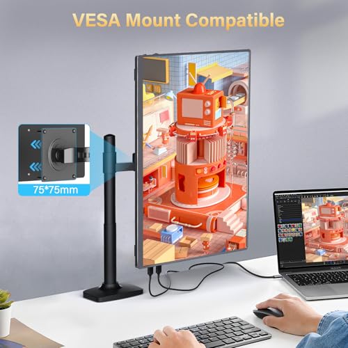 MOMODS 18.5 Inch Portable Monitor, 120Hz 1080P FHD 100% sRGB USB-C HDMI Portable Travel Second Screen Monitor for Laptop, Portable Display with Smart Cover, VESA Compatible - Image 7