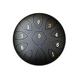 Tune Percussion Instrumento musical tambor de lengua de acero de 8 pulgadas para principiantes, afinación de mano, bolsa de transporte percusión (negro esmerilado)