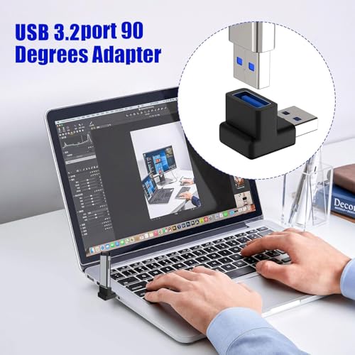 Gbformat 2 pcs Adapter USB auf USB 3.2 Winkelstecker 90 Grad Adapter/10Gbps 5V@3A Adapter USB-A auf USBA Kompatibel mit Phone Laptop Tablet