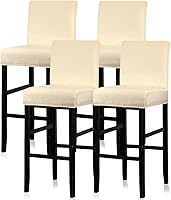 Vista 6 de Lellen Juego de 2 fundas para taburetes de bar, fundas elásticas y lavables para asientos de taburetes de bar, fundas extraíbles para sillas de bar
