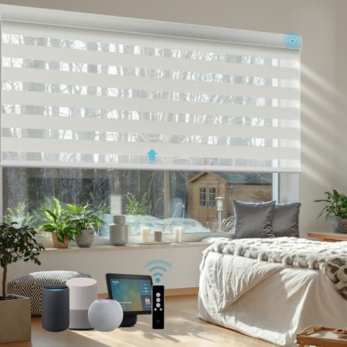 SmartWings-Motorized-Zebra-Shades-100-Blackout-95mm-Chloris-Beige SmartWings Motorized Zebra Shades 100% Blackout 95mm Chloris Beige - Image 1
