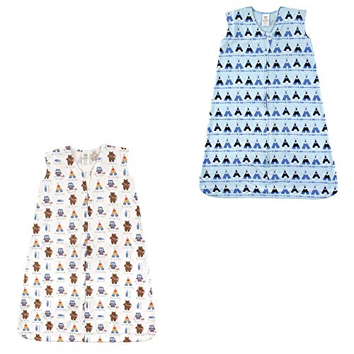Image of Luvable Friends Unisex Baby Sleeveless Jersey Cotton Sleeping Bag, Sack, Blanket, Be Brave Teepee Jersey 2-Pack, 6-12 Months