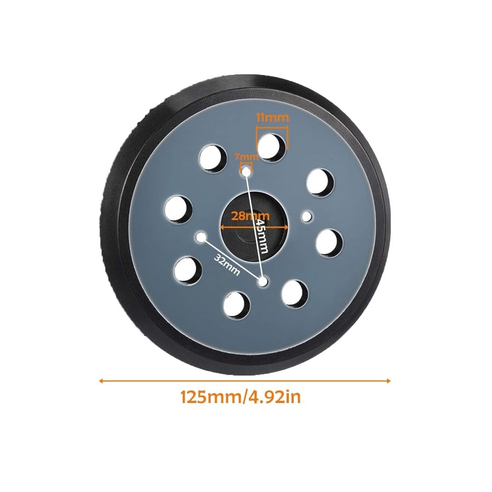 Trade-Shop - Juego de 5 discos de lija con cierre autoadherente, 125 mm, 8 agujeros, repuesto para lijadora orbital Einhell AEG Milwaukee
