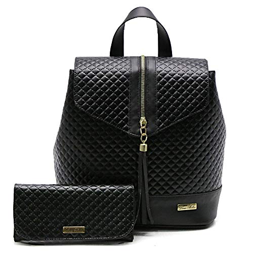 Kit De Bolsas Saco Feminina e Mochila com Carteira Livia Sabatini em Sintético 3 Peças (Preto)