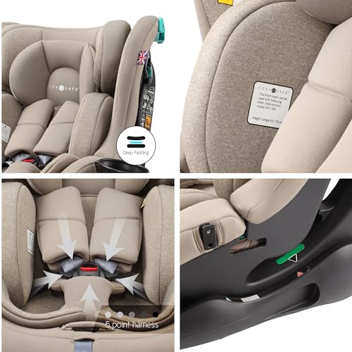 Cozy N Safe Fitzroy+ i-Size Car Seat 40-150cm, Extended Rear Facing, Forward & Rear Facing, 5 Point Harness, Side Impact Protection, Adjustable Headrest, Cup Holder, Birth to 12 Years (Ecru) - Image 6