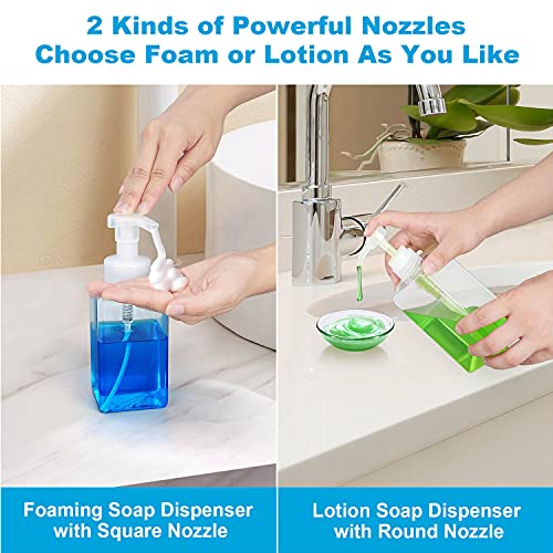 Avenoir Foaming Soap Dispenser And Lotion Pump Bottle, 15Oz Refillable Plastic Pump Bottles, Dish Hand Soap Dispensers For Soap, Lotion, Shampoo, Cream(2 Pack, Clear), 15Oz/450Ml #TOP1