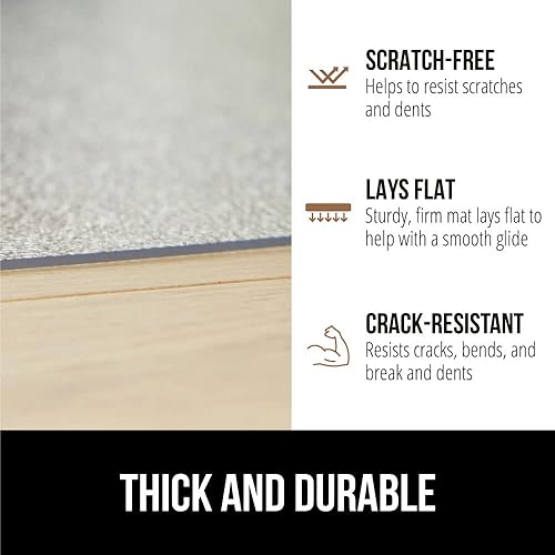 Miniatura 4 de GORILLA GRIP Tapete antideslizante para silla de oficina para suelos de madera dura, 36 x 48 pulgadas, suave deslizamiento debajo del escritorio,