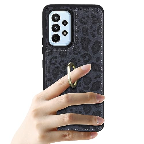 Image of for Samsung Galaxy A53 5G Case with Card Holder,Galaxy A53 5G Case Wallet for Women,Credit Card Holder,Ring Stand,Cute Phone Wallet Cases 6.5 inch(Black Leopard)