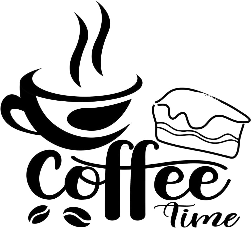 Wall Stickers Coffee time Conceptual Quote About The Pleasure of Drinking Coffee 3 54.6x60.3cm Self Adhesive Black