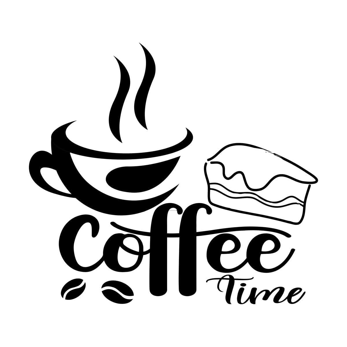 Wall Stickers Coffee time Conceptual Quote About The Pleasure of Drinking Coffee 3 54.6x60.3cm Self Adhesive Black