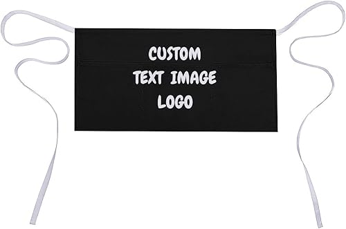 LEOKRUN Delantal personalizado con bolsillos, delantales de cintura personalizados, delantal de camarera para cocinar en casa, restaurante, servir