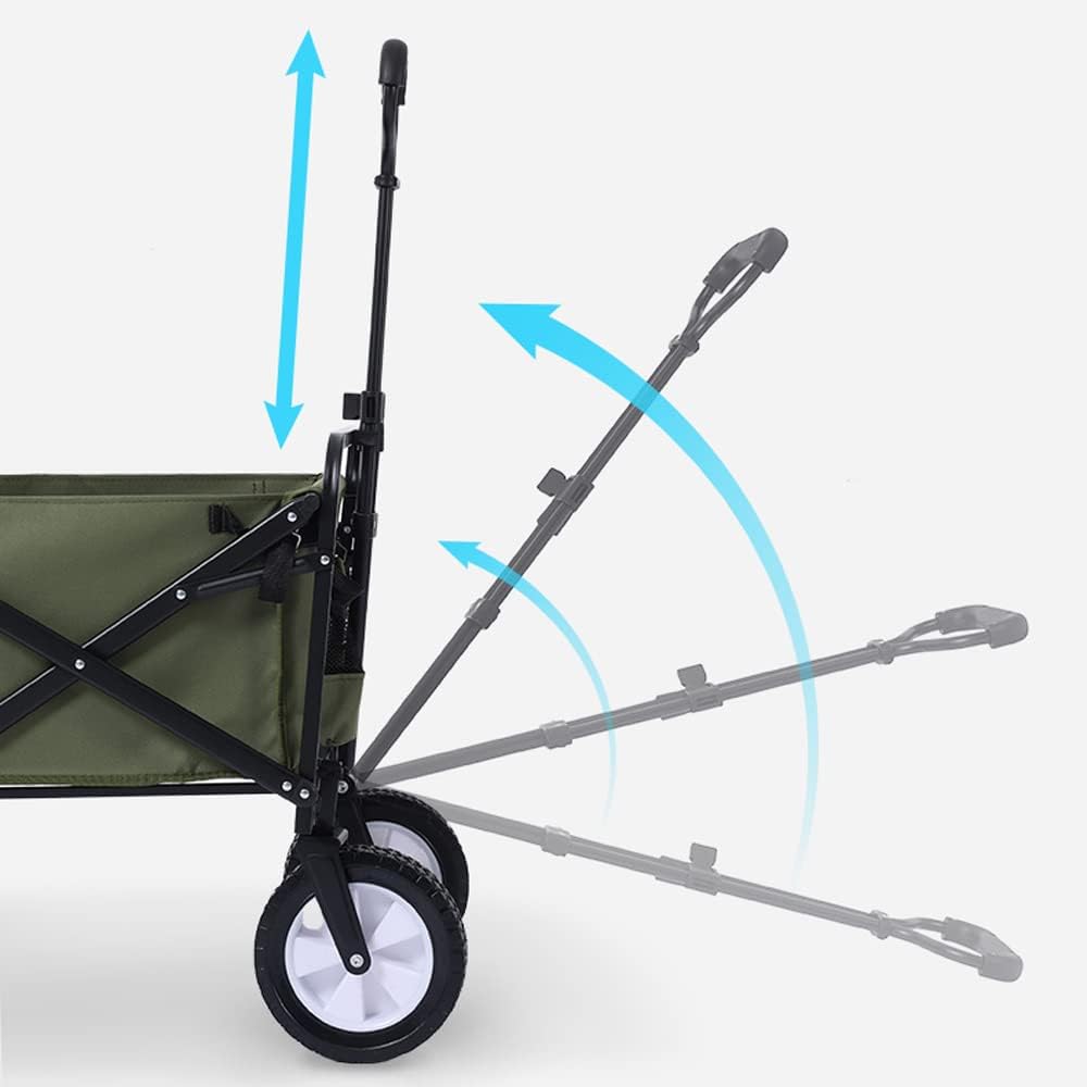 80 Kg Capacity Outdoor Portable Camping Camper Adjustable Handle Foldable Festival Wagon Flat Folding Folding Cart Transport and Handling Trolley Trailer Pull Cart