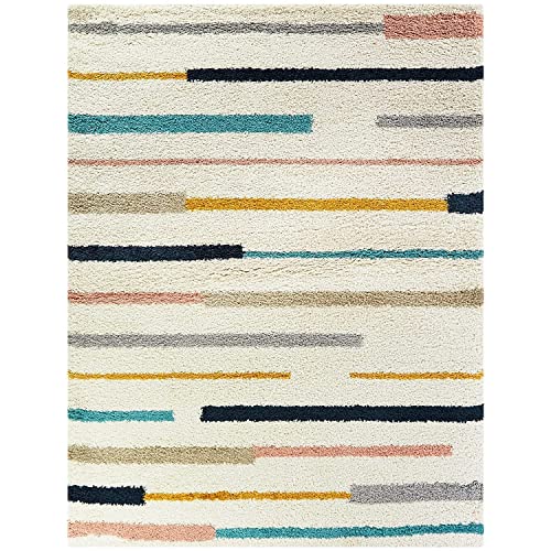 Image of Soft Modern Shag Area Rugs Fluffy Living Room Carpet Comfy Bedroom Home Decorate Floor Kids Playing Mat Size 8x10 Feet Color Multi Y