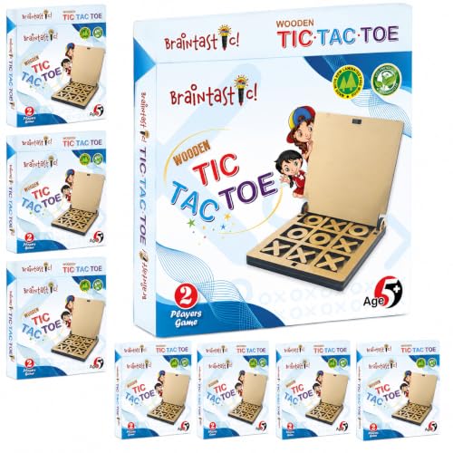 Image of Braintastic WoodenTIC TAC Toe Travel Board Game Learning & Creative Educational Intelligence Brain Games Toys for Kids (Pack of 8)