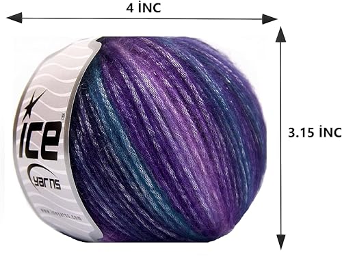 Image of Ice Yarn Lukche Picasso (3 Pack) Light Shinny Yarn Knitting Yarn Crochet Yarn for DIY Hand Knitting 44% Acrylic, 56% Polyester (3x1.76 Oz),(3x125 yds) (Purple Shades)