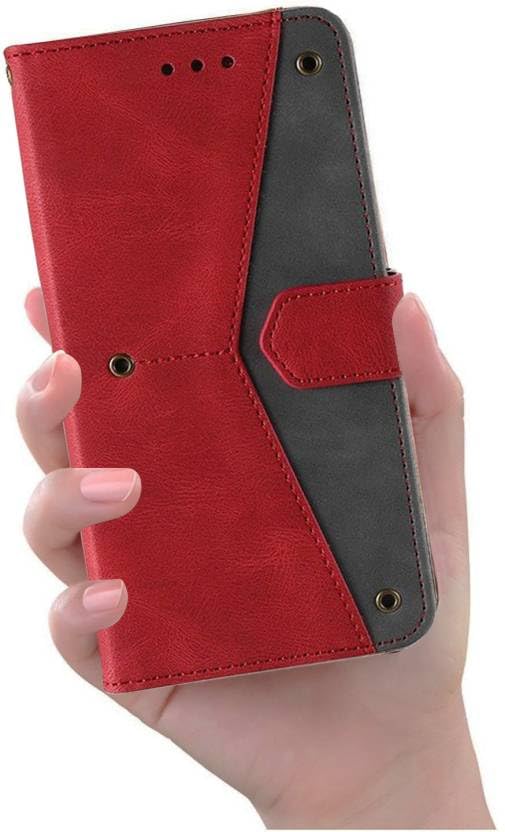 Image of Flip Cover Compatible for Poco C55|MZB0DDTIN|MZB0DDKIN|MZB0DDRIN|MZB0DDLIN|MZB0DDPIN Back Cover Soft Silicon TPU Flip Cover Executive Red, Magnetic Closure