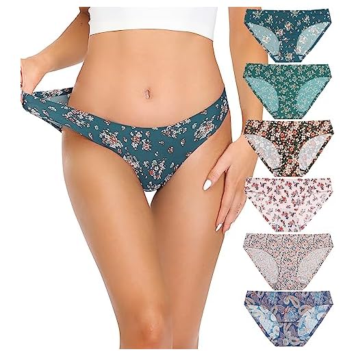 Altheanray Women’s Seamless Hipster Underwear No Show Panties Soft Stretch Bikini Underwears Multi-Pack(AWB3081S-all flowers)