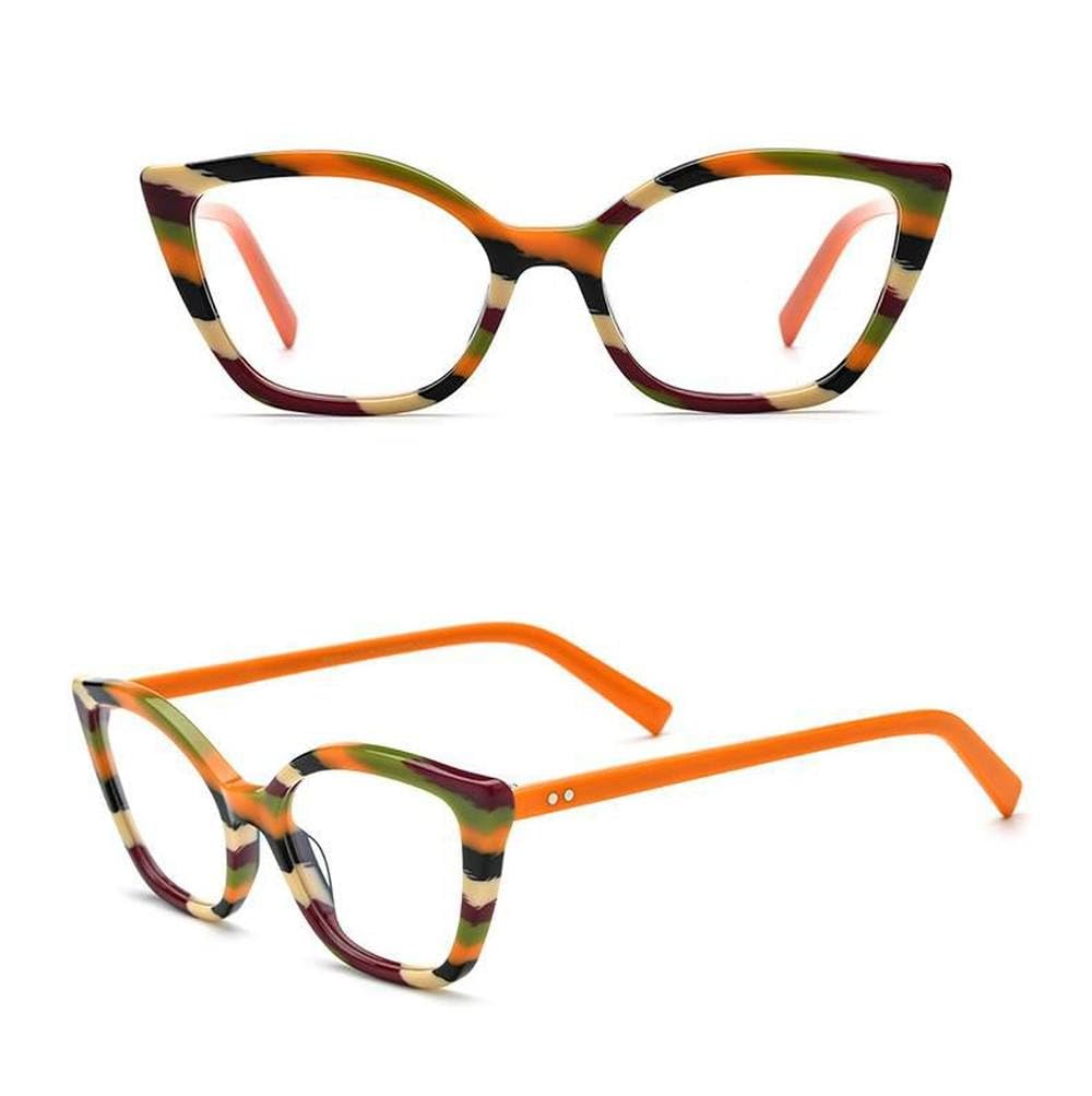 Uomo Donna Occhiali da vista Montatura Cat Eye Vintage Acetato Cat Eye Color Block Occhiali da vista Montatura