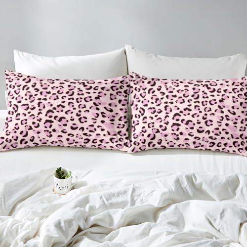 Housse de couette léopard rose parure de lit guépard safari pour ado